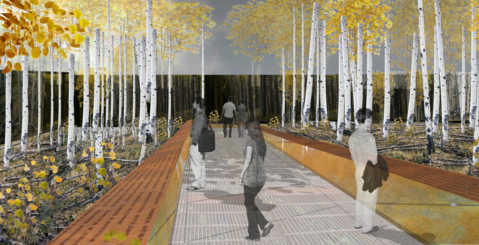 A digital illustration of a park